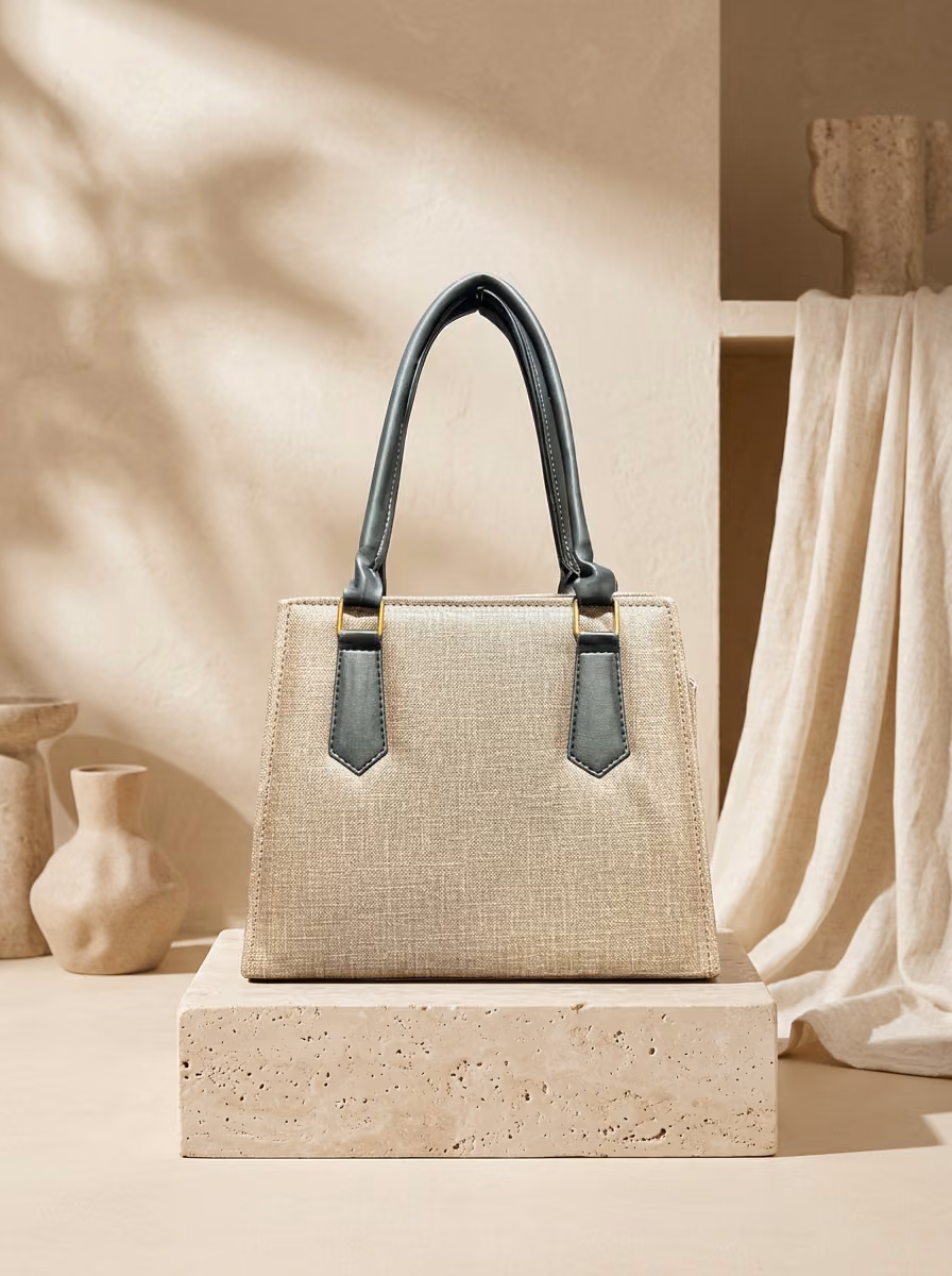 The Woven Texture Tote Bag in Oatmeal, textured tote